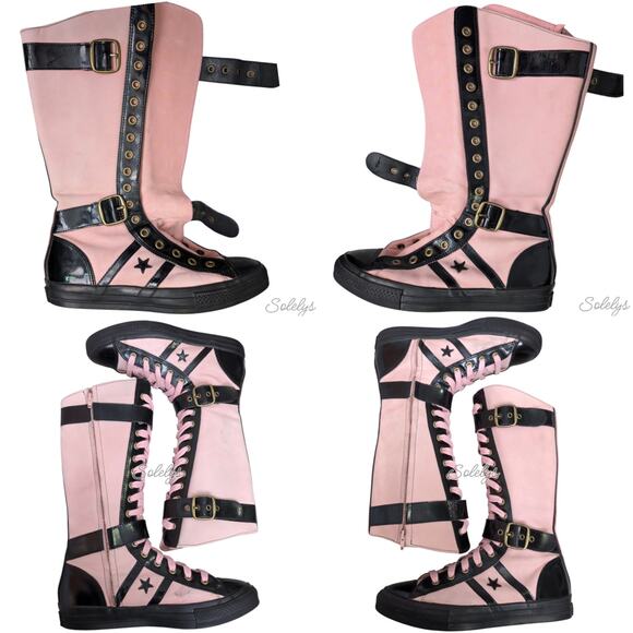 Converse RARE 2005 XXHI Star 70 Peach Blossom Pink Black Buckle Sneaker Boot 11 - Picture 15 of 16